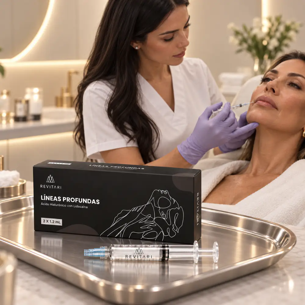 Suaviza arrugas y resalta la belleza facial con toxina botulinica y acido hialuronico.